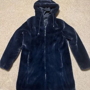 Carolina Belle Navy Faux Fur Coat